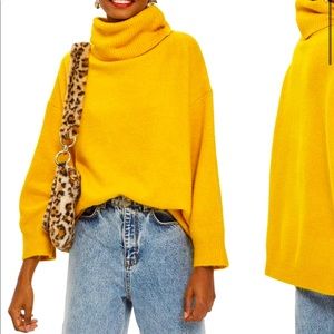 Mustard yellow oversized turtleneck sweater